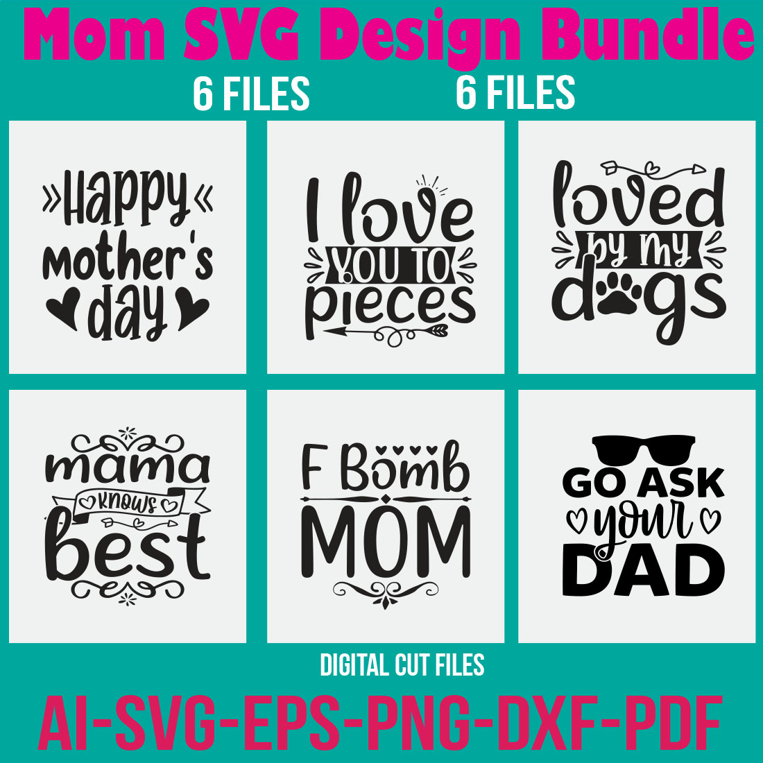Mom SVG Design Bundle cover image.