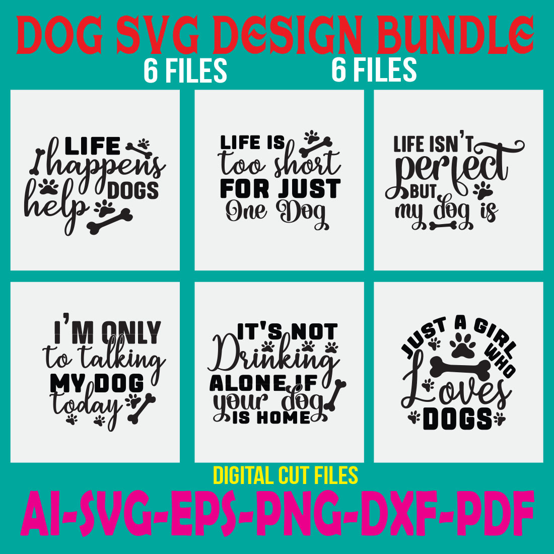 Dog SVG Design Bundle cover image.