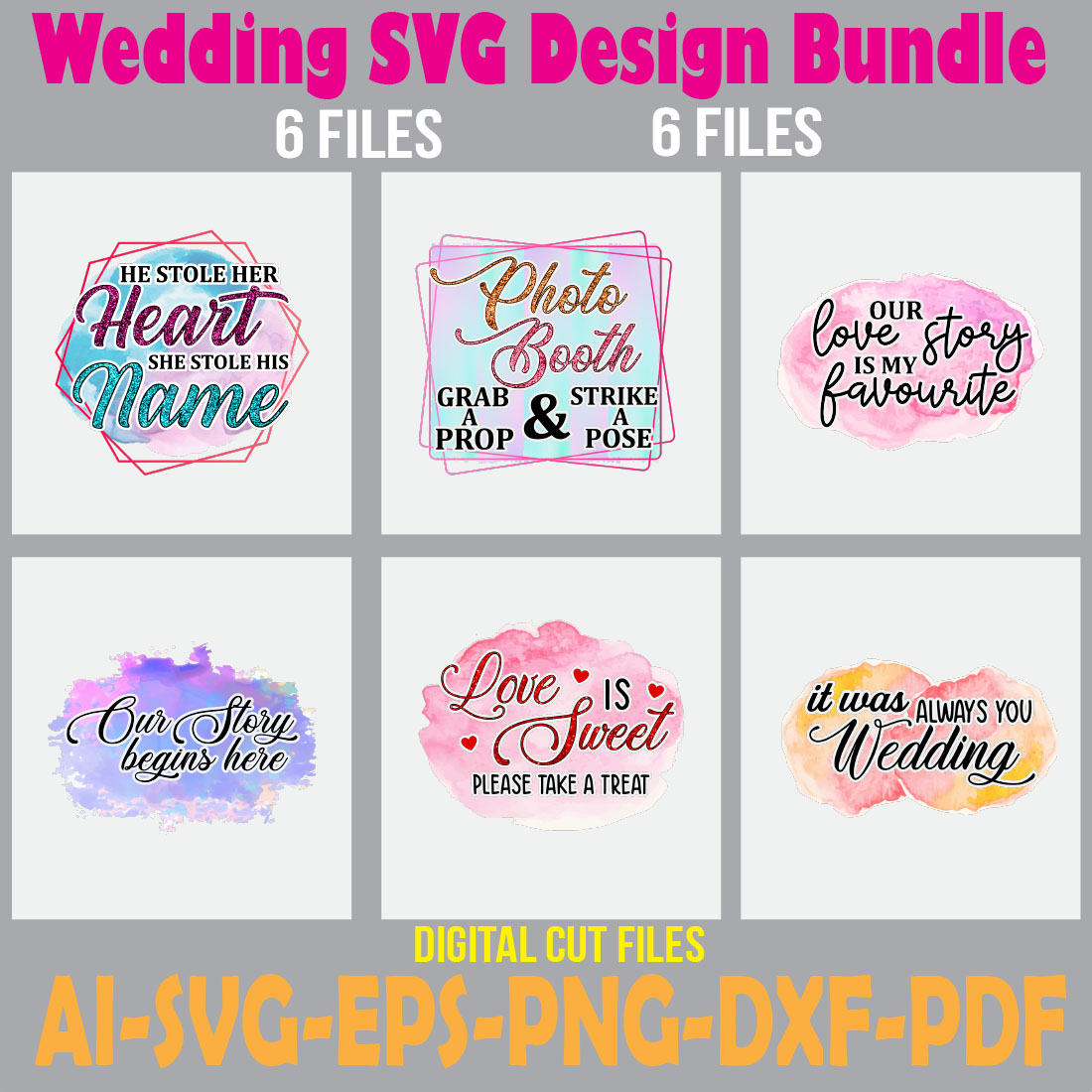 Wedding SVG Design Bundle cover image.