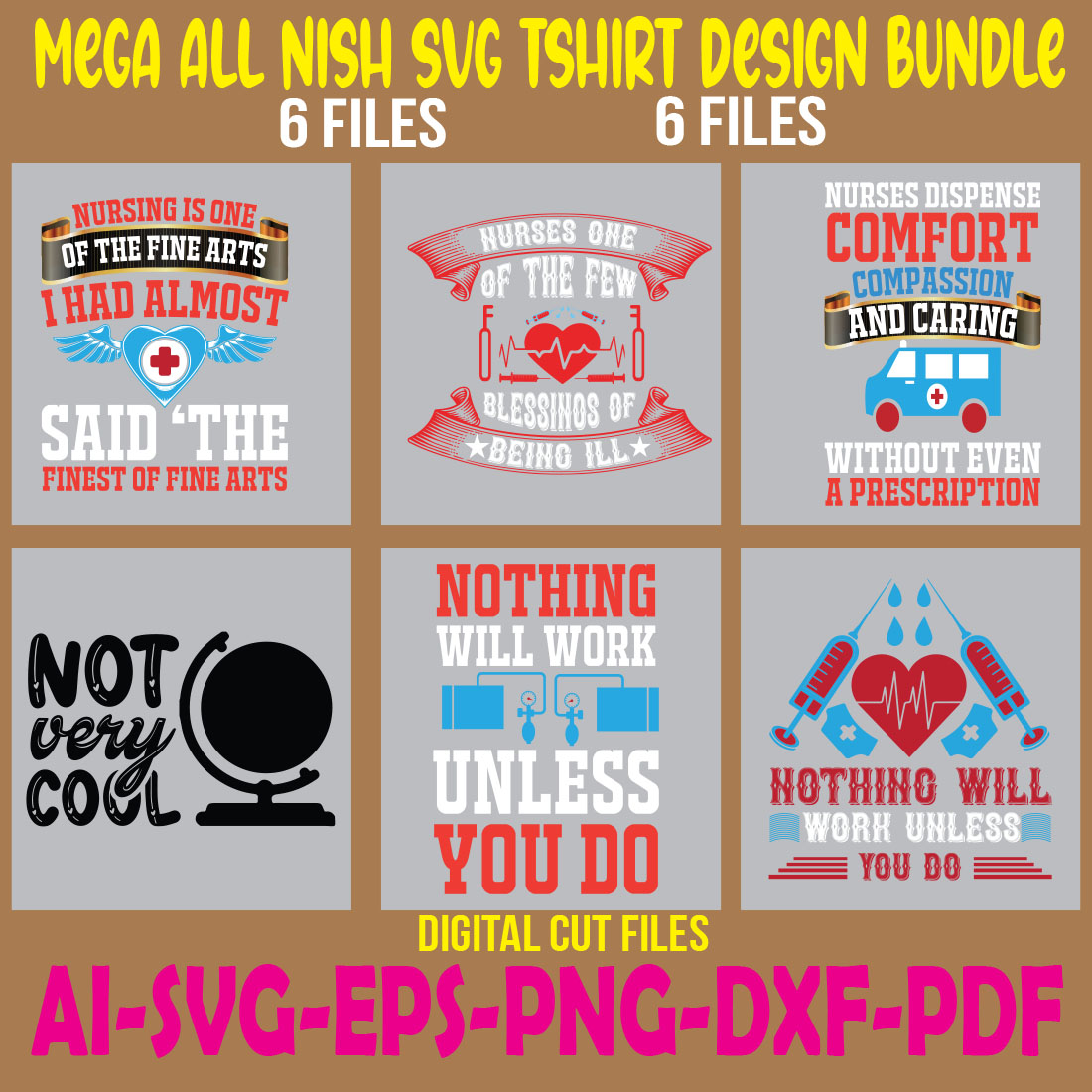 Mega All Nish SVG Tshirt Design Bundle cover image.