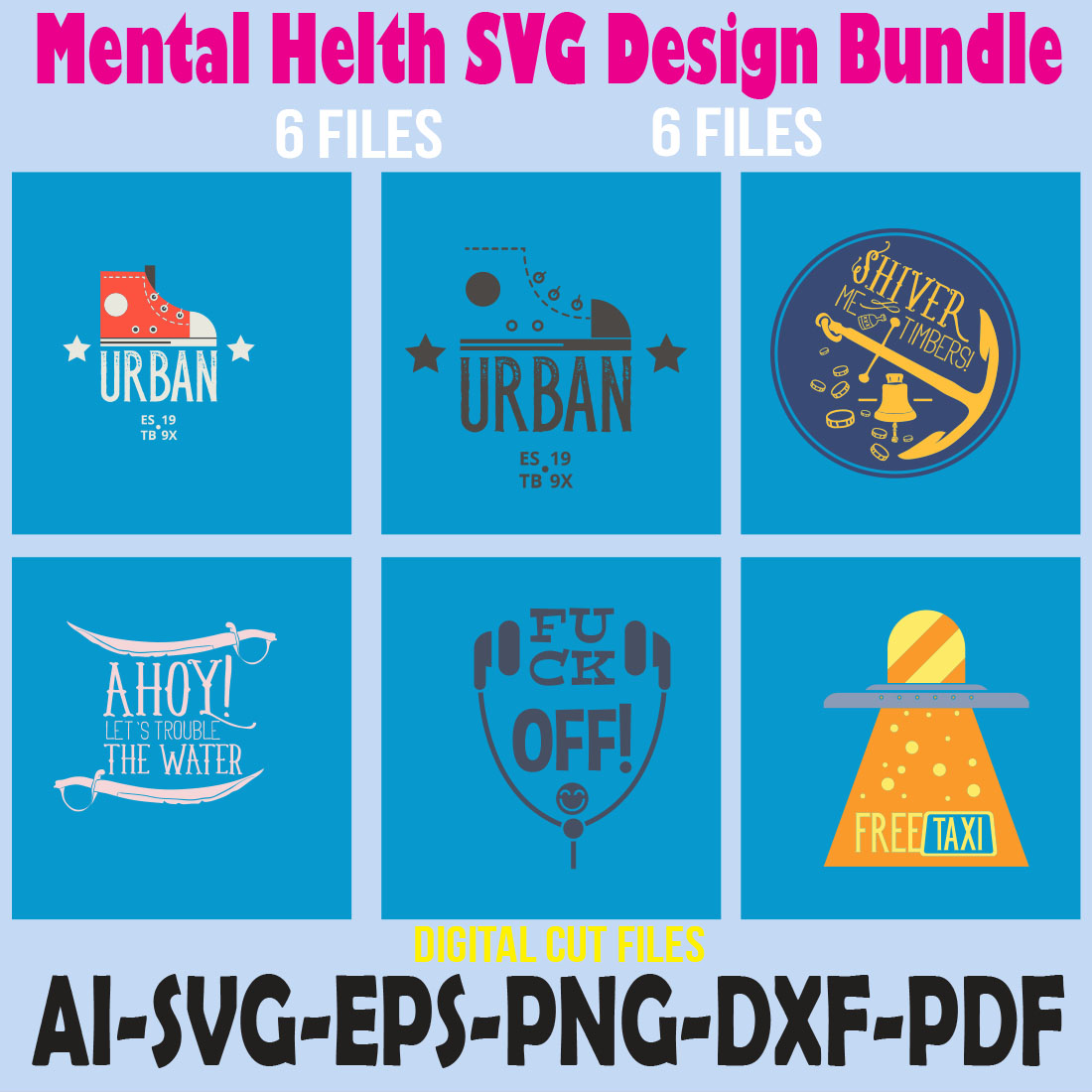 Mental Helth SVG Design Bundle cover image.