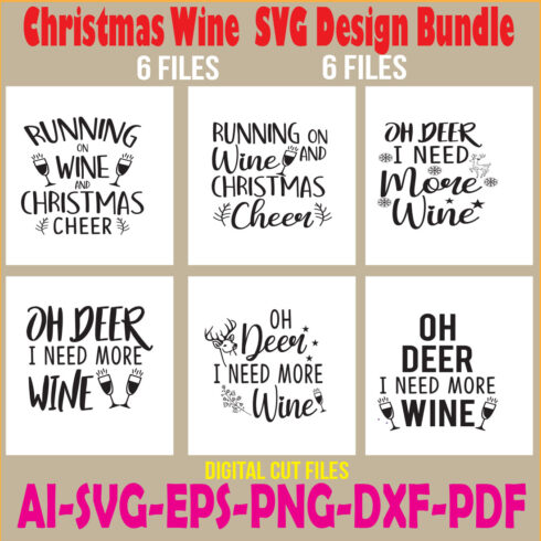 Christmas Wine SVG Design Bundle cover image.