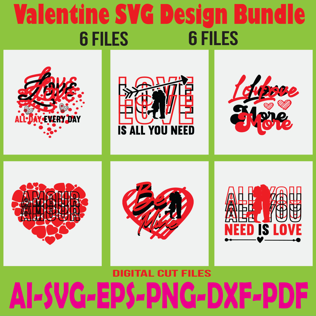 Valentine SVG Design Bundle cover image.