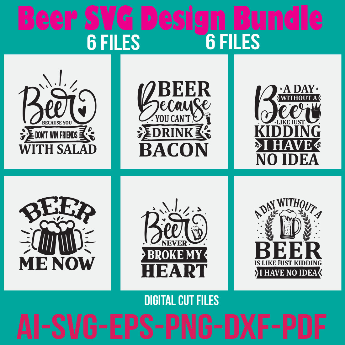 Beer SVG Design Bundle cover image.