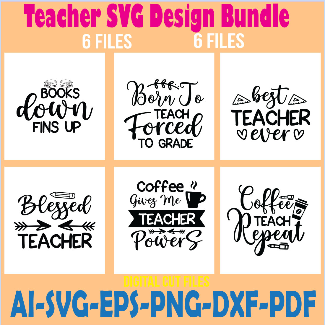 Teacher SVG Design Bundle cover image.