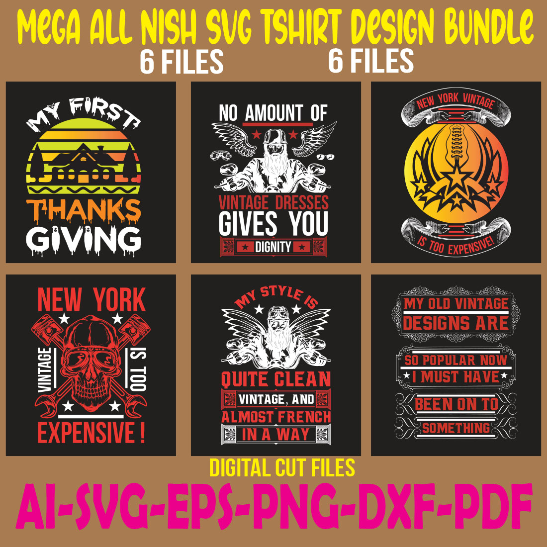 Mega All Nish SVG Tshirt Design Bundle cover image.