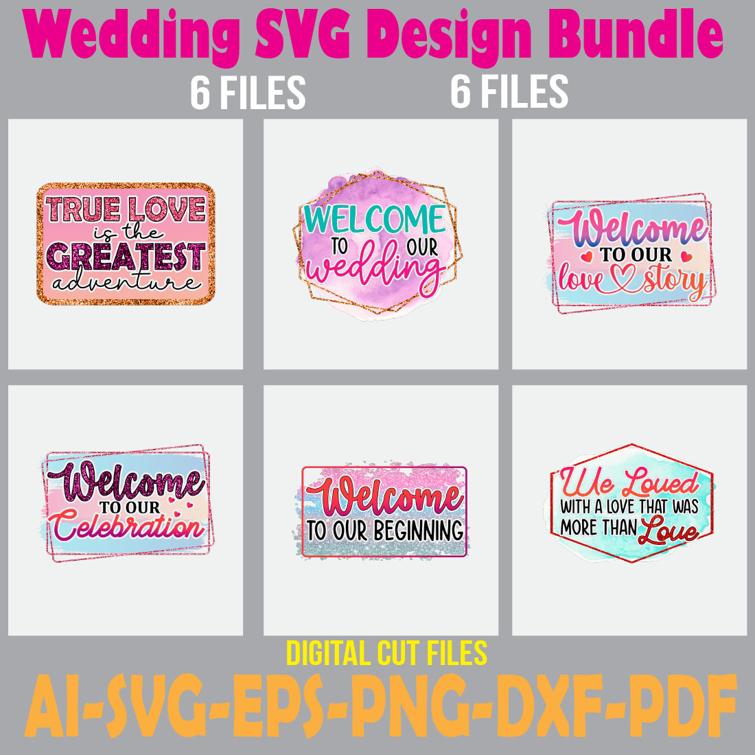 Wedding SVG Design Bundle cover image.