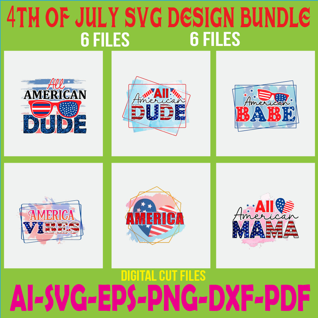 4th of July SVG Design Bundle cover image.