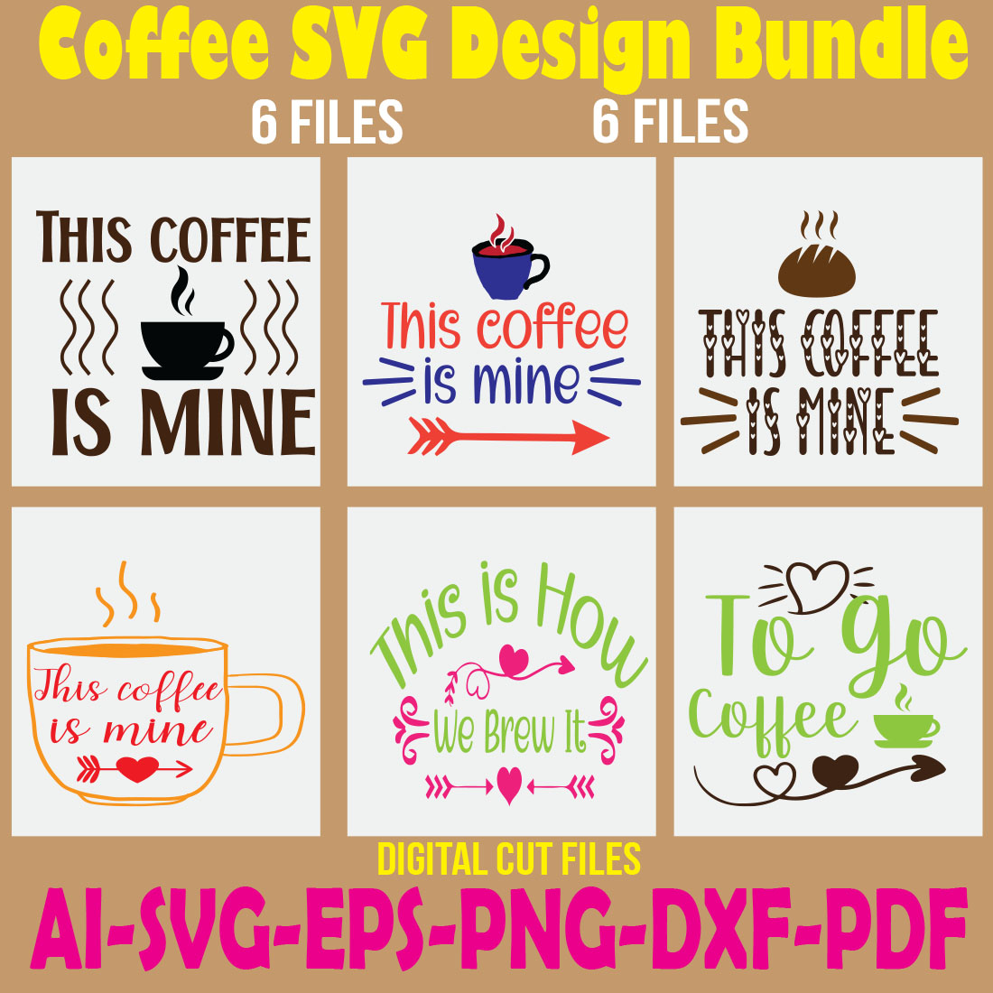 Coffee SVG Design Bundle cover image.