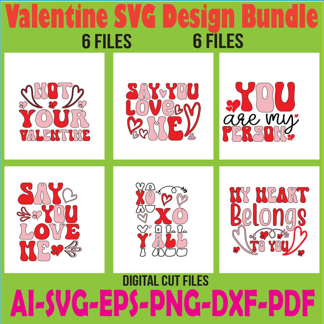 Valentine SVG Design Bundle cover image.