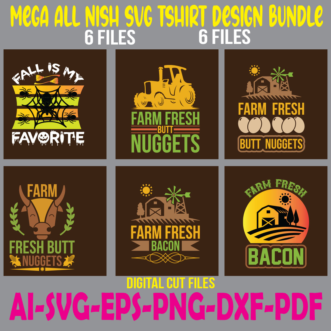 Mega All Nish SVG Tshirt Design Bundle cover image.