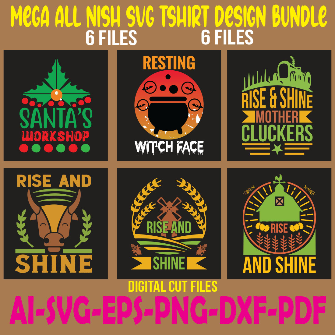 Mega All Nish SVG Tshirt Design Bundle cover image.