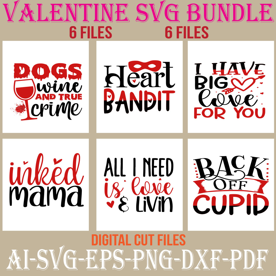 Valentine SVG Bundle cover image.