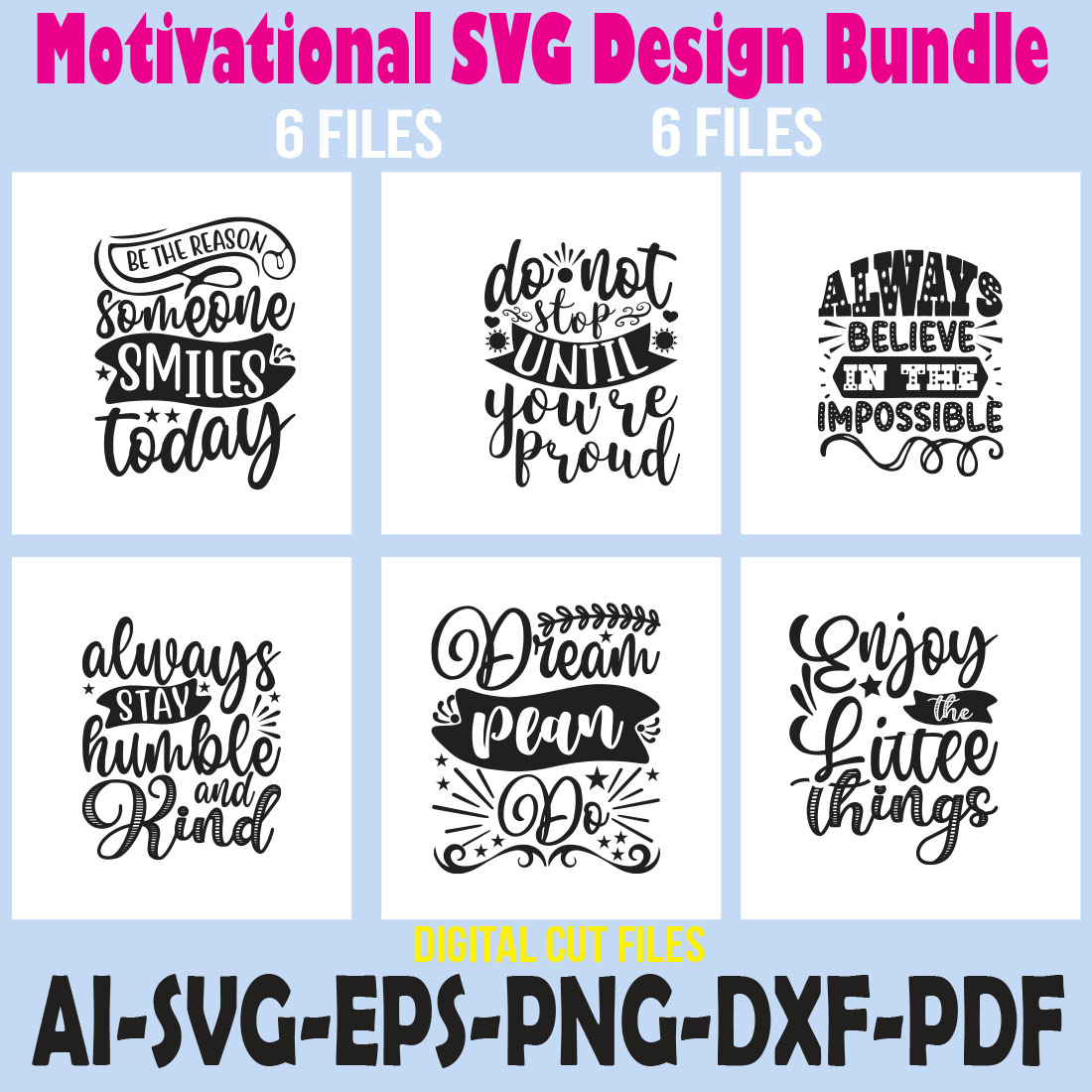 Motivational SVG Design Bundle cover image.