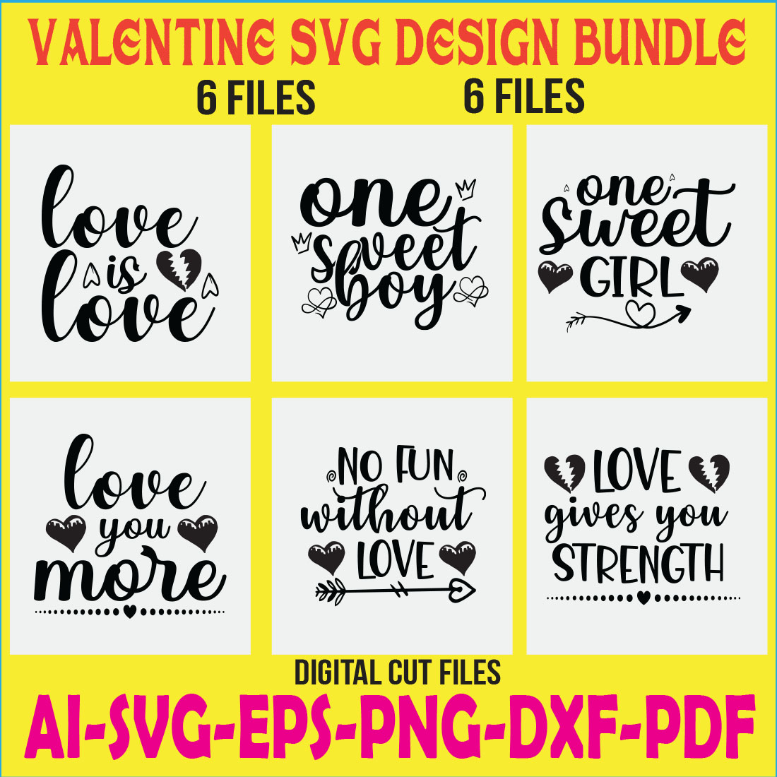 Valentine SVG Design Bundle cover image.