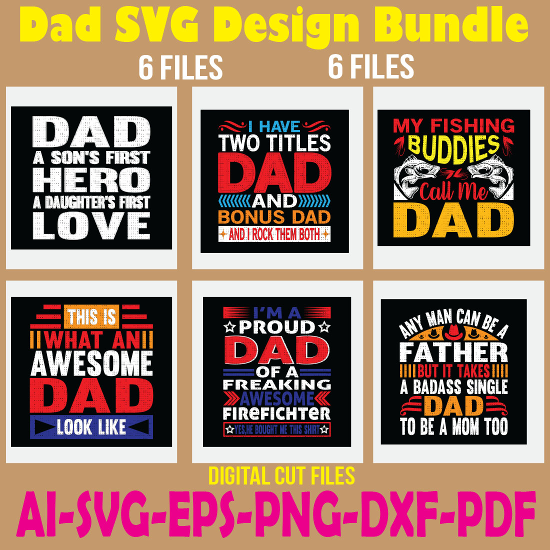 Dad SVG Design Bundle cover image.