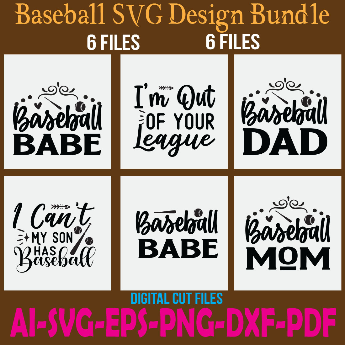 Baseball SVG Design Bundle cover image.