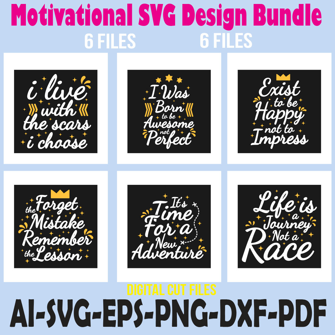 Motivational SVG Design Bundle cover image.