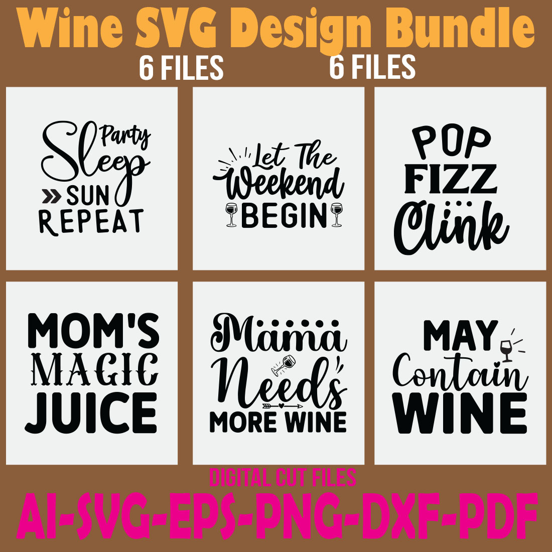 Wine SVG Design Bundle cover image.