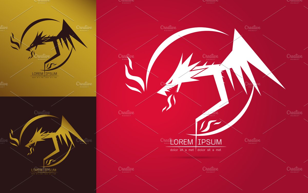 graceful dragon silhouette logo preview image.