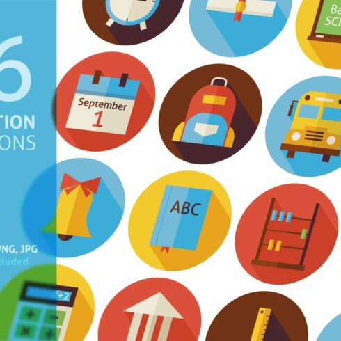 Education School Vector Flat Icons cover image.