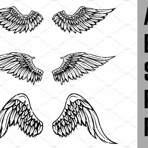 Set of vintage vector wings SVG cover image.