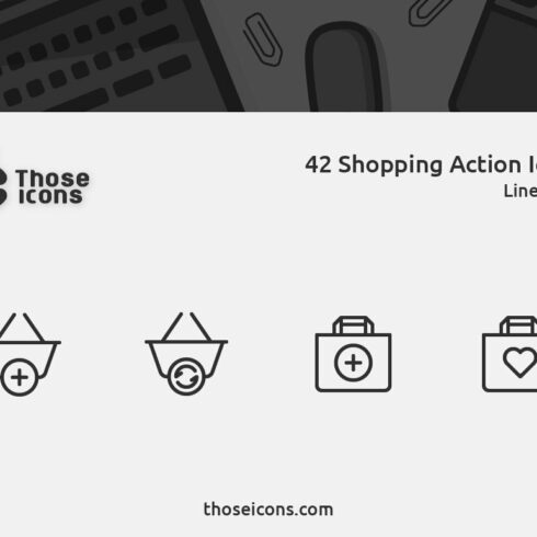 42 Shopping Actions Vector Line Icon cover image.