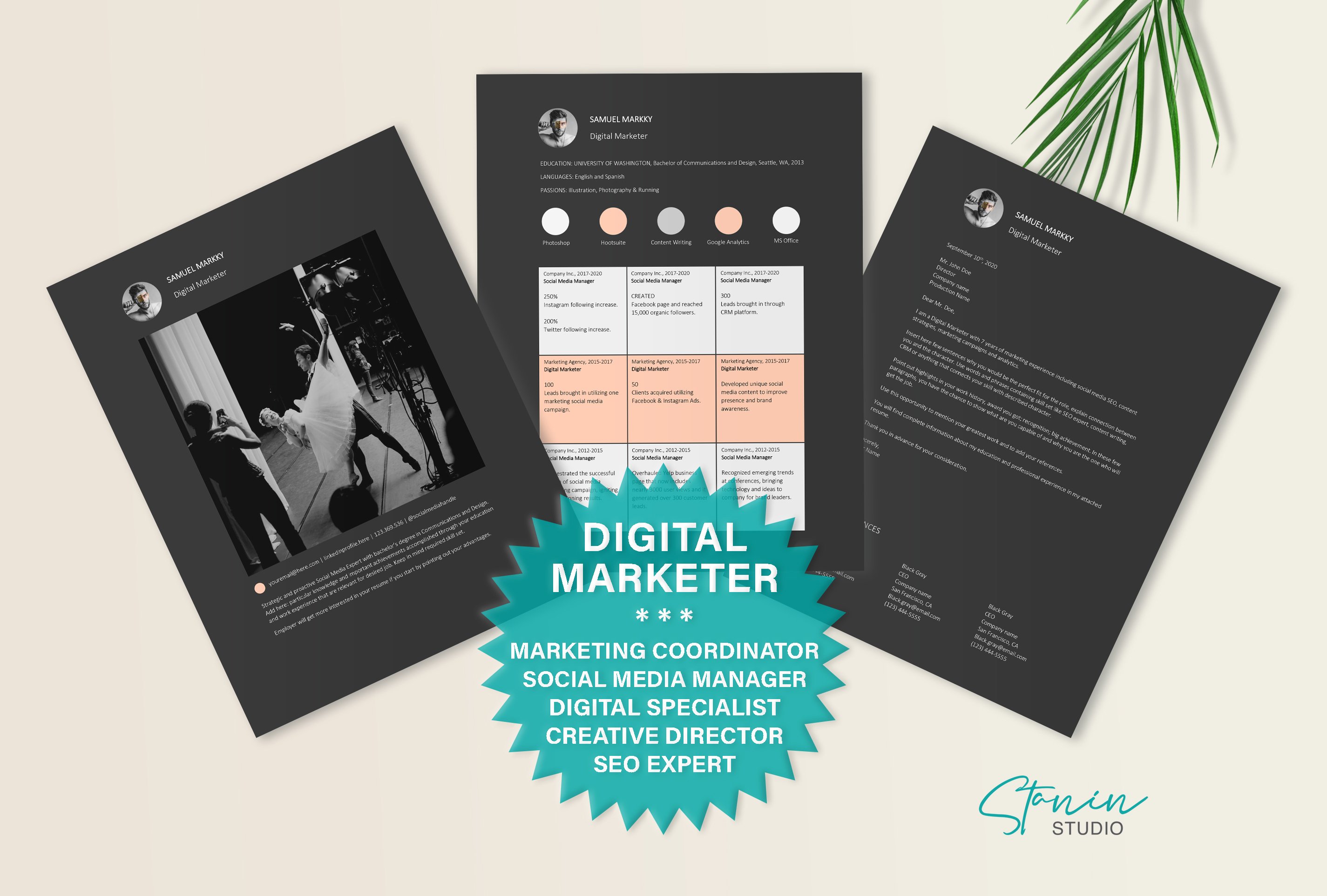 Digital Marketer Resume Template cover image.