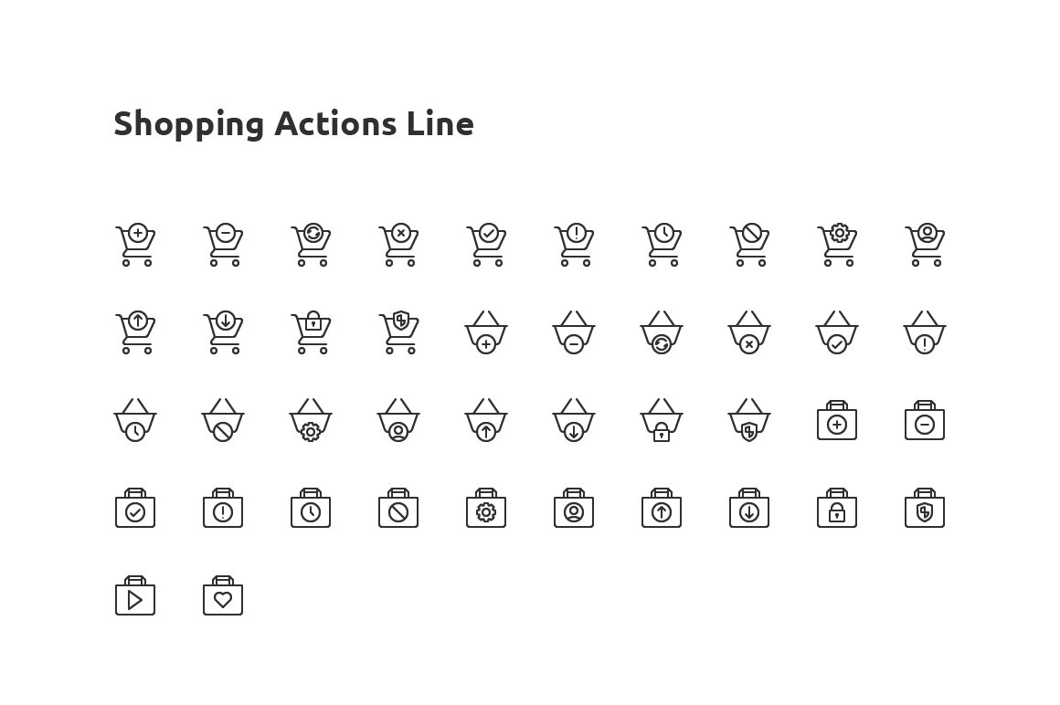 42 Shopping Actions Vector Line Icon preview image.