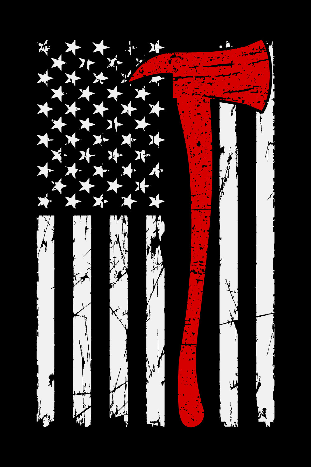 Fire Fighter Axe 4th of July Design pinterest preview image.