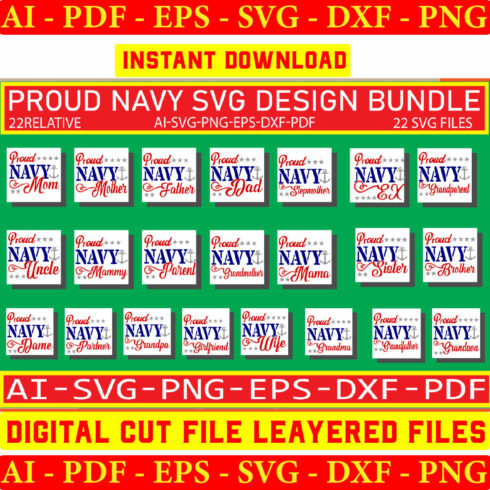 Proud Navy Family Bundle SVG, United States NAVY svg, Family of A Soldier svg cover image.