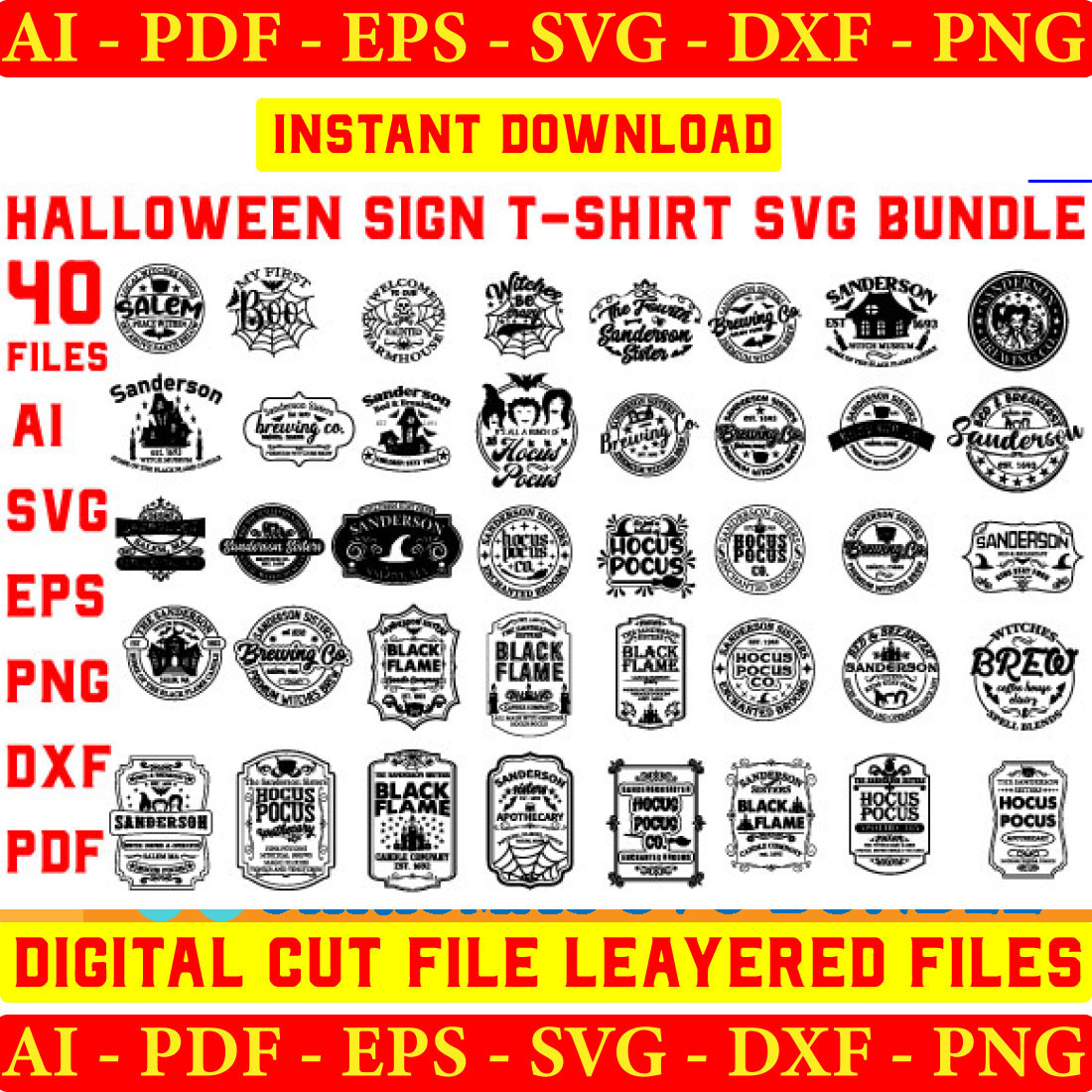 Halloween Sign SVG T-shirt Design cover image.