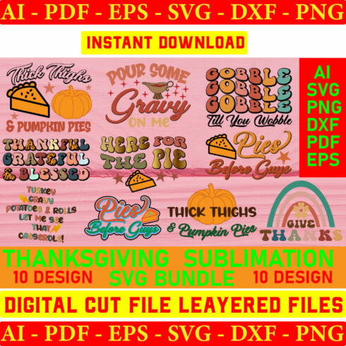 Thanksgiving Sublimation SVG Bundle cover image.