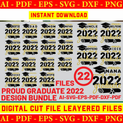 Proud Graduate 2022 Family SVG Bundle cover image.