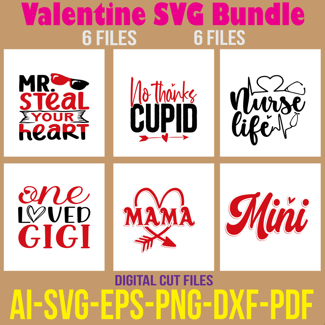 Valentine SVG Bundle cover image.