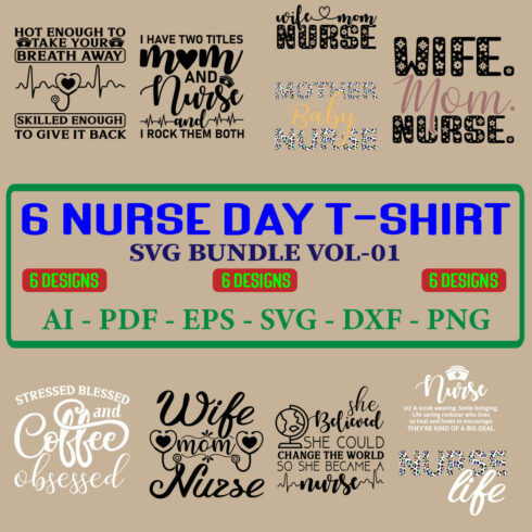 10 Nurse Day T-shirt SVG Bundle Vol-01 cover image.