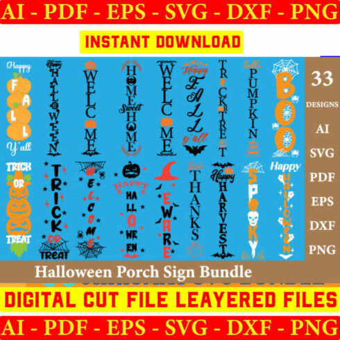 Halloween Porch Sign SVG Bundle cover image.