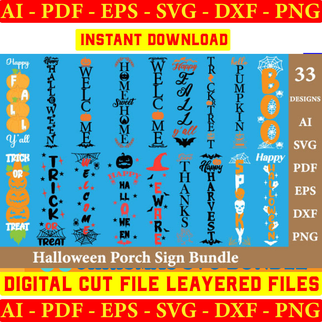 Halloween Porch Sign SVG Bundle cover image.