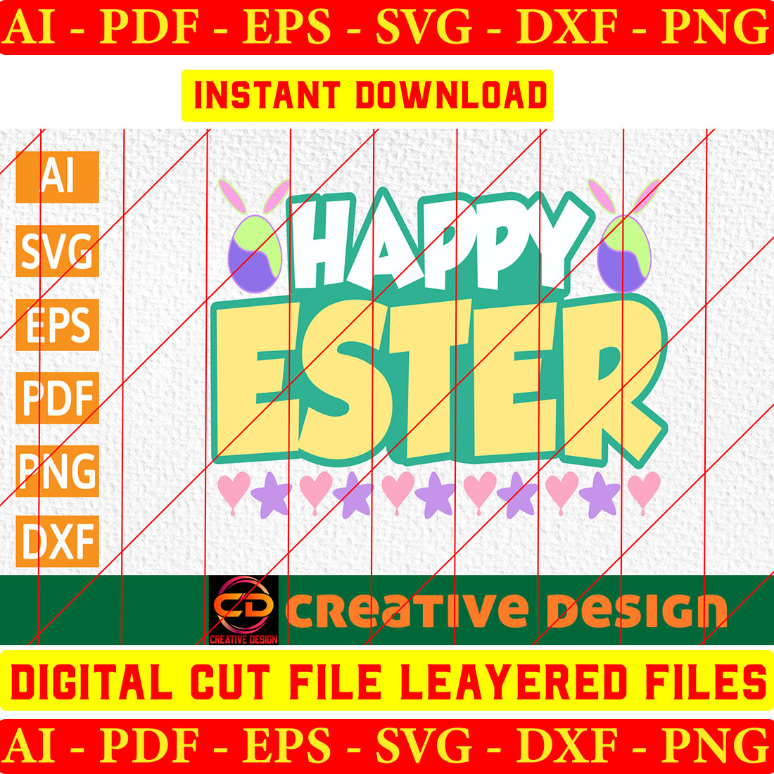 Digital file of a happy easter design.