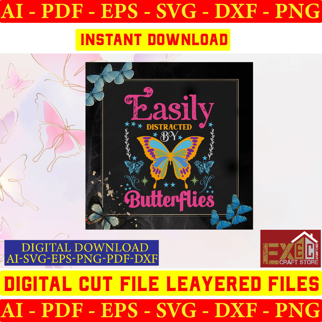 Butterfly SVG Design Bundle preview image.