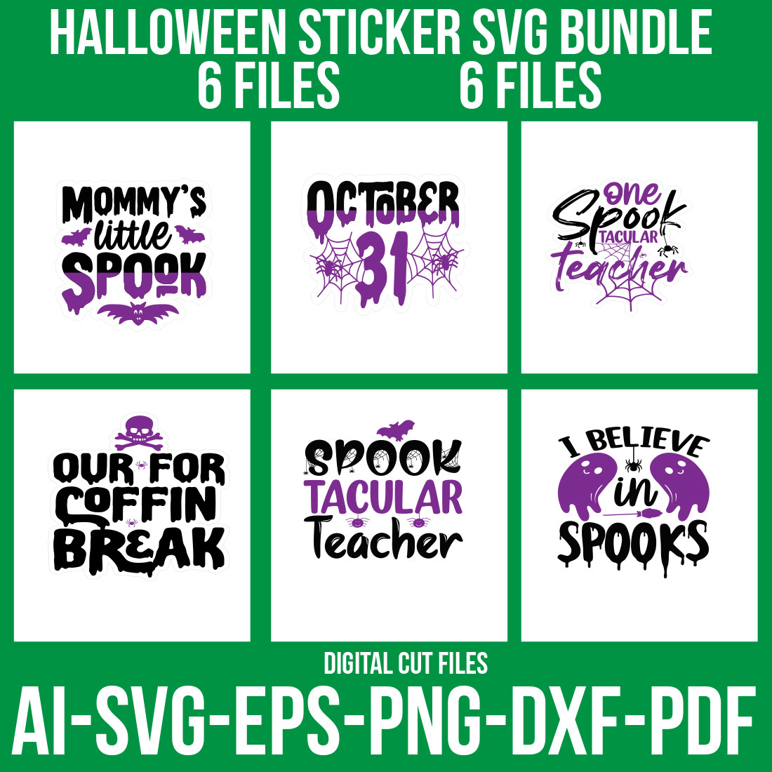 Halloween Sticker SVG Bundle cover image.