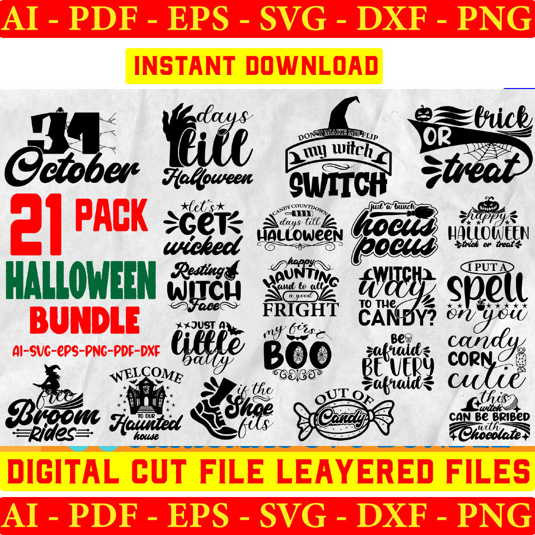 Halloween Svg T-shirt Design Bundle cover image.