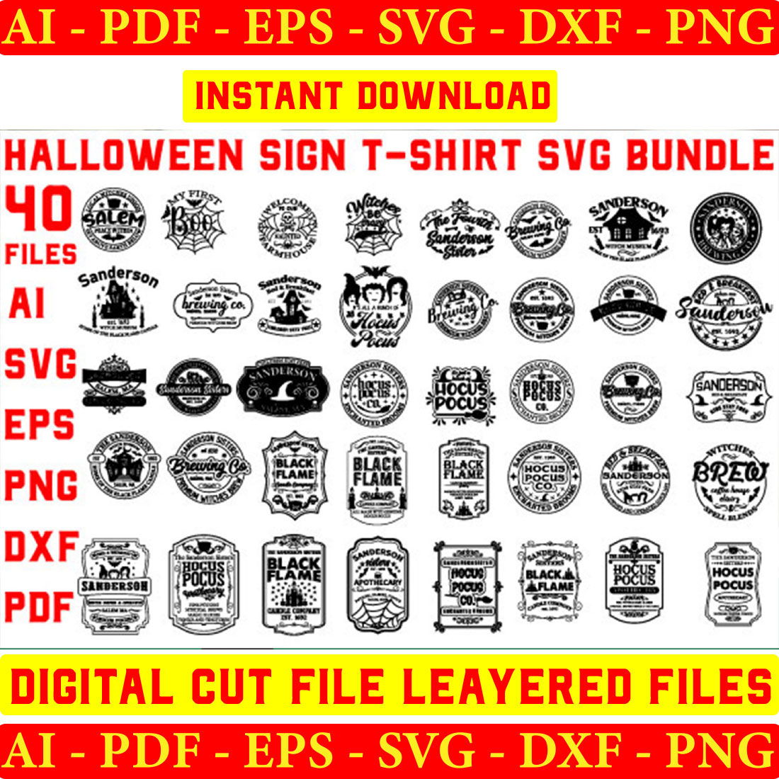 Halloween Sign SVG T-shirt Design preview image.