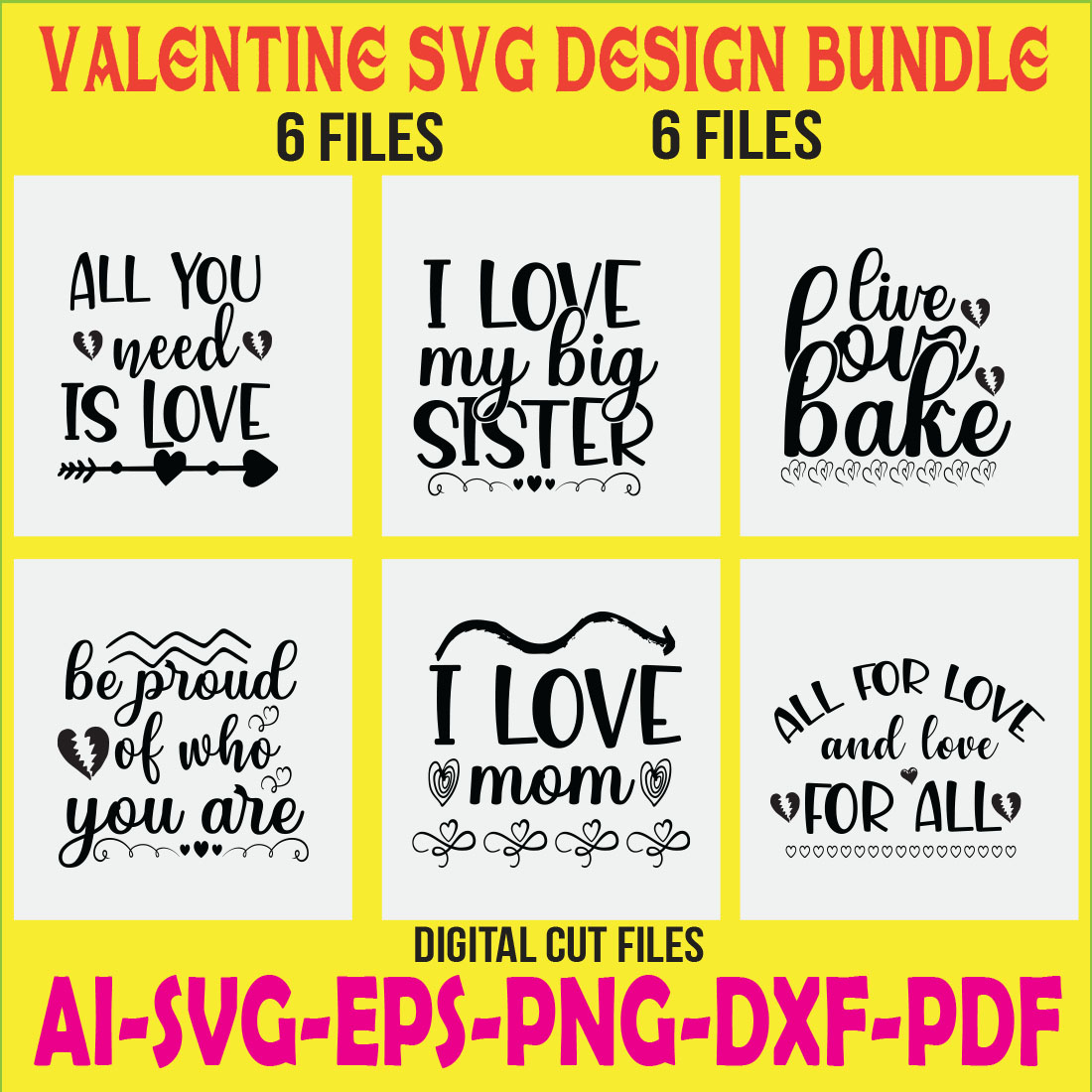 Valentine SVG Design Bundle cover image.