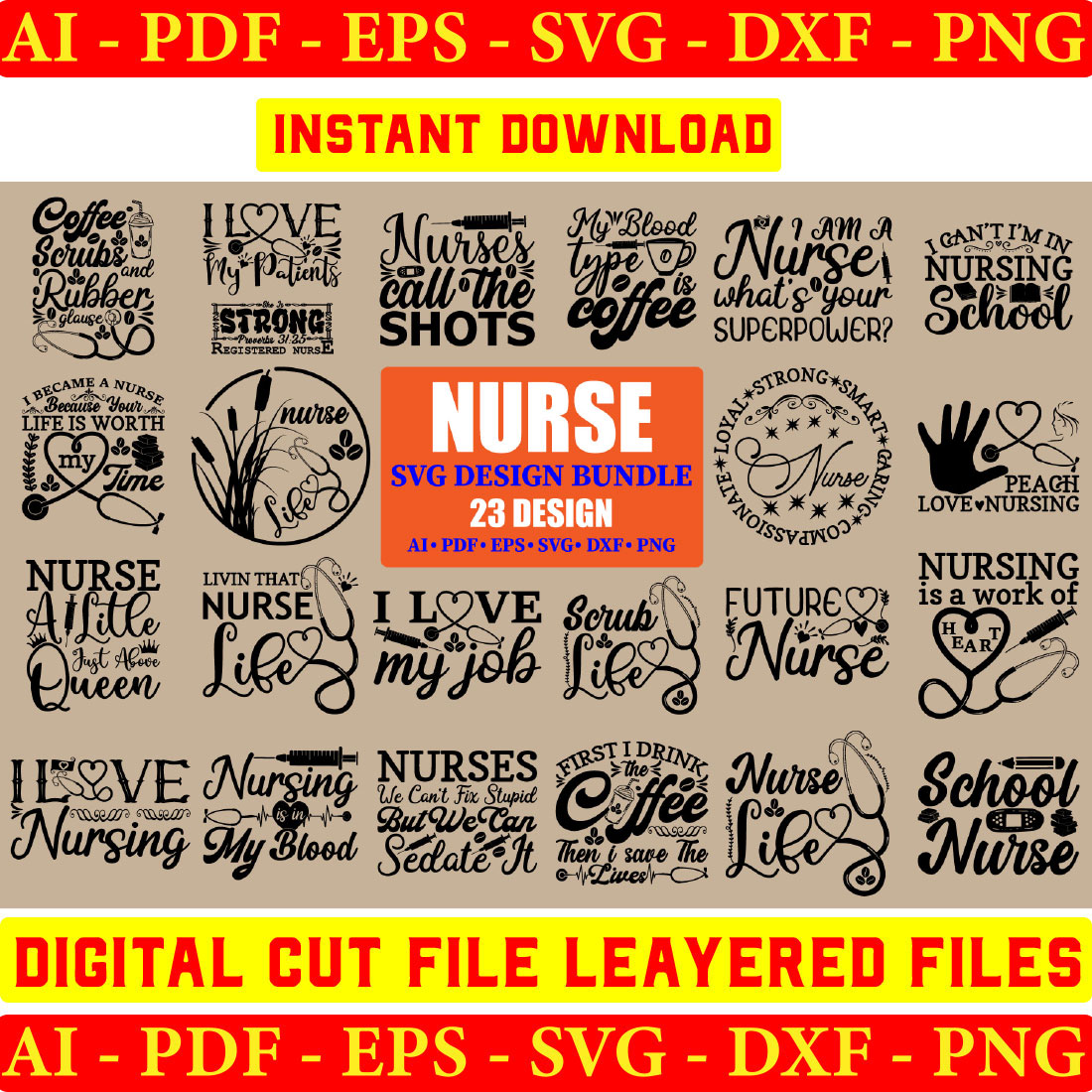 Nurses SVG Design Bundle cover image.