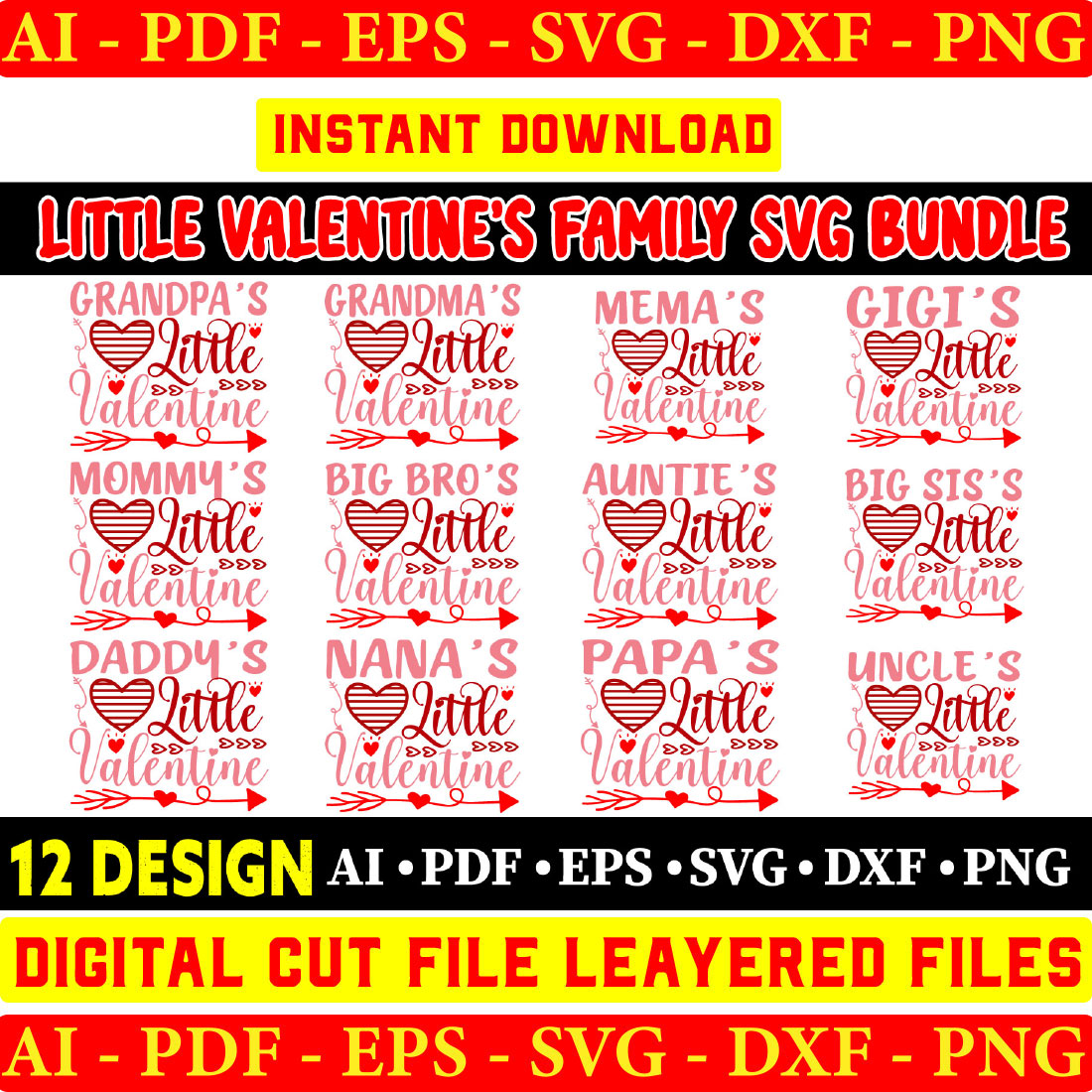 Little Valentine's Day Family SVG Bundle Vol-04 cover image.