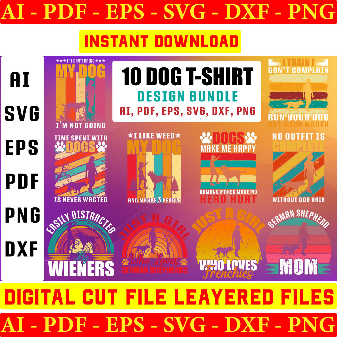 Dog T-shirt Design Bundle cover image.