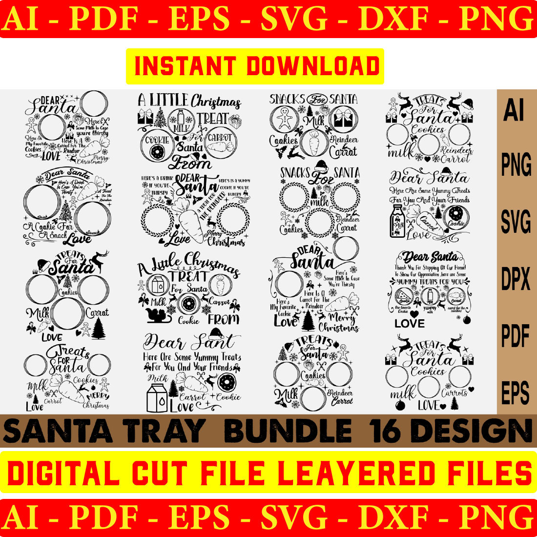 Christmas Santa Tray SVG Design Bundle cover image.