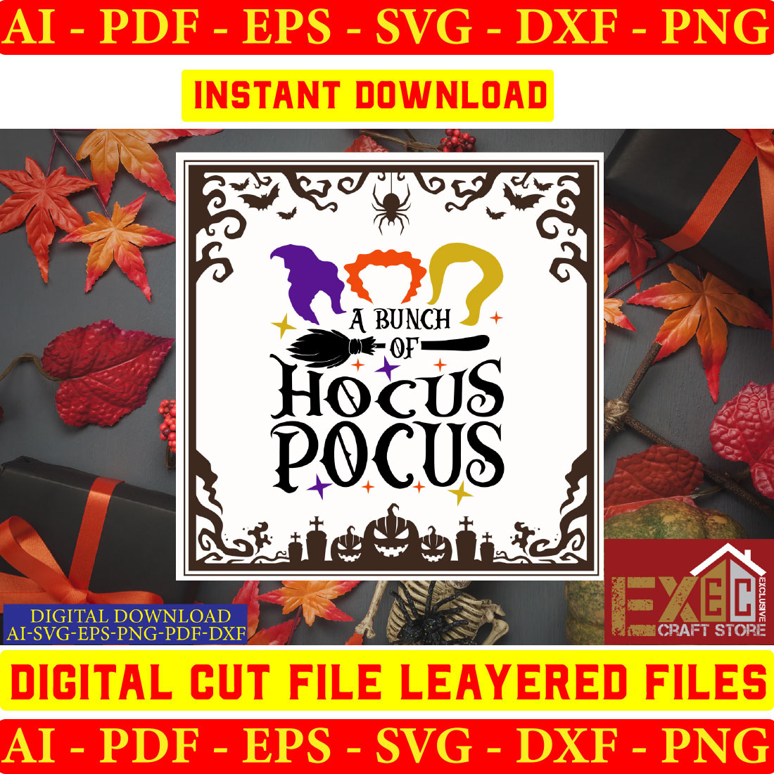 Hocus Pocus SVG Bundle, Funny Halloween SVG, Sanderson Sisters Cut Files Witch SVG preview image.