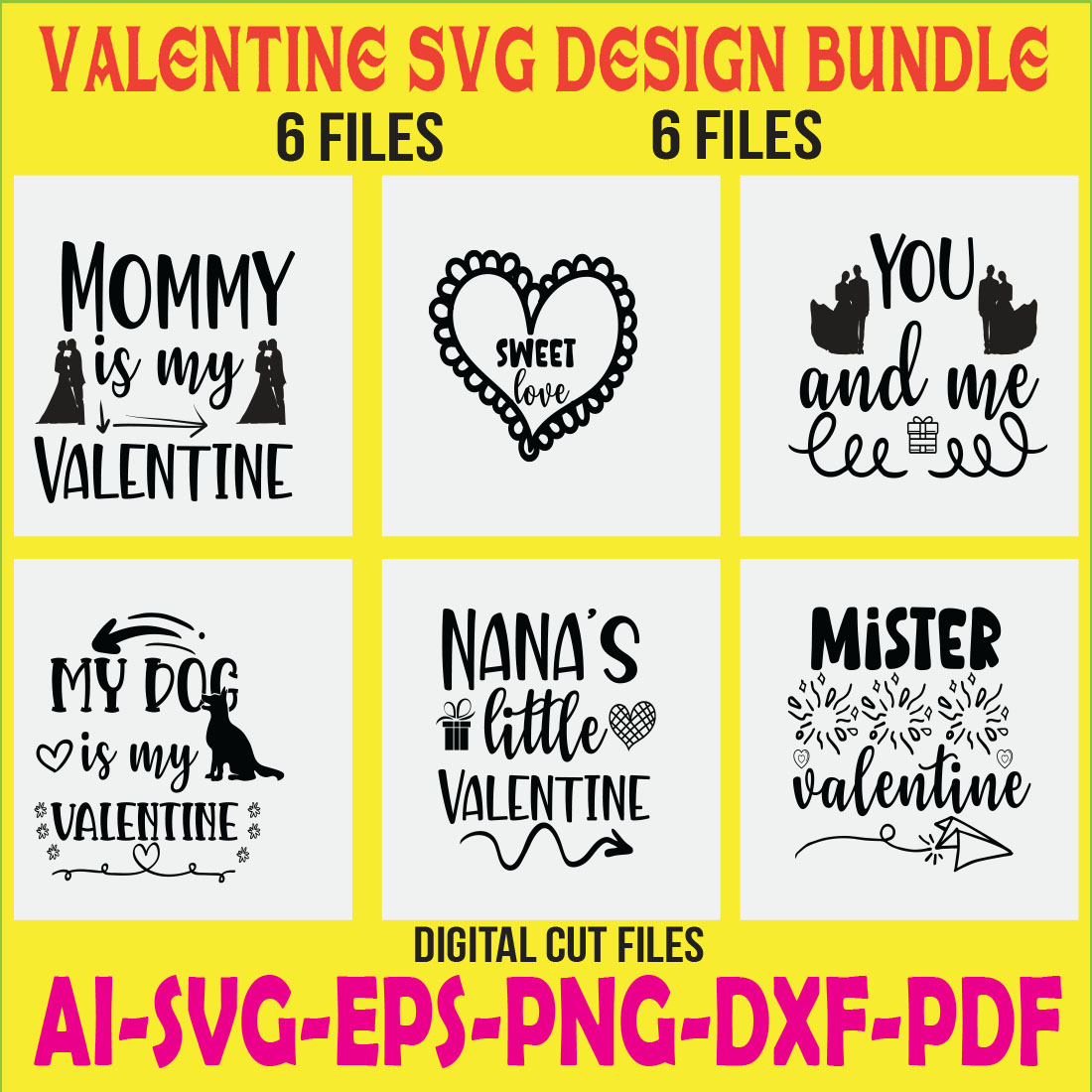 Valentine SVG Design Bundle cover image.